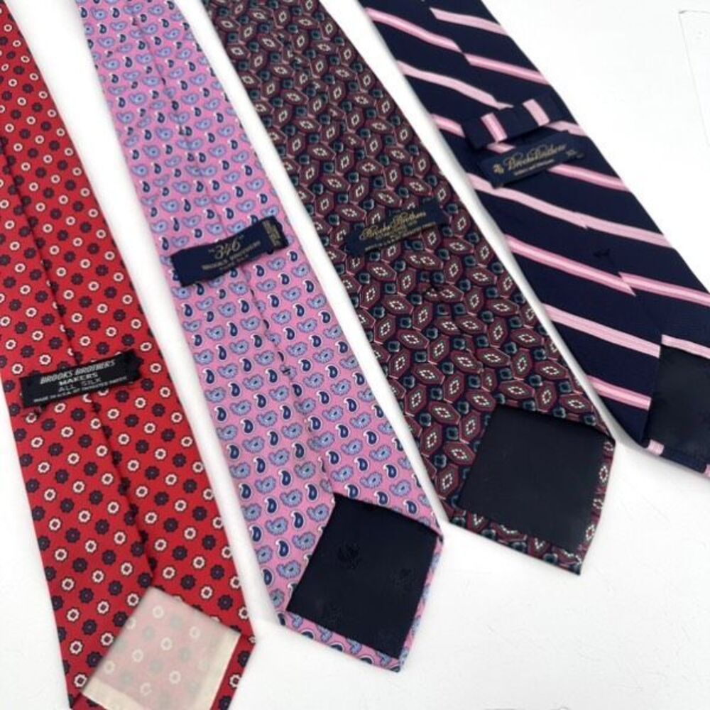 Brooks Brothers Multi-Color Silk Tie Lot — Red, Pink, Burgundy, Navy